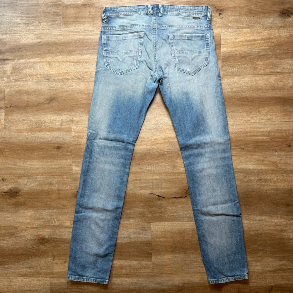 Diesel Thommer Jeans Mens 30x32 Blue Light‎ Wash Distressed Slim Skinny 084DD